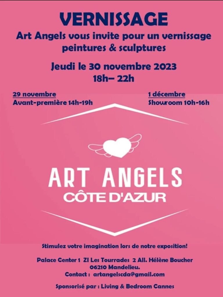 Invitation Vernissage Peintures & Sculptures, Mandelieu 2023 – Art Angels Côte d’Azur